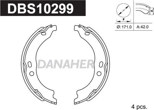 Danaher DBS10299 - Комплект тормозов, ручник, парковка autospares.lv