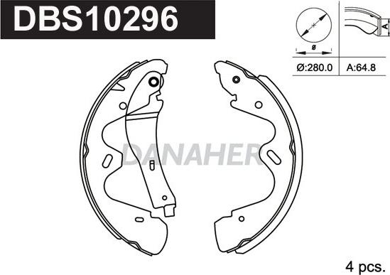 Danaher DBS10296 - Комплект тормозных колодок, барабанные autospares.lv