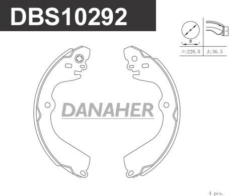 Danaher DBS10292 - Комплект тормозных колодок, барабанные autospares.lv