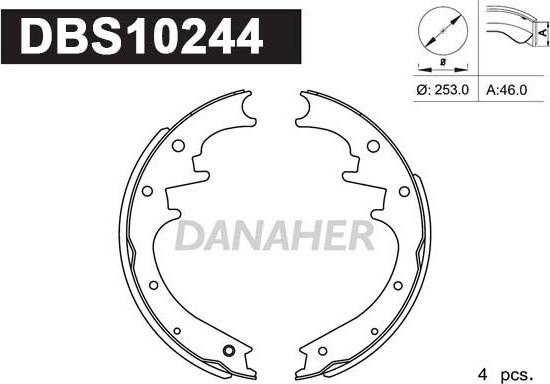 Danaher DBS10244 - Комплект тормозных колодок, барабанные autospares.lv