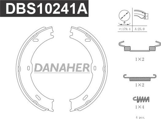 Danaher DBS10241A - Комплект тормозов, ручник, парковка autospares.lv