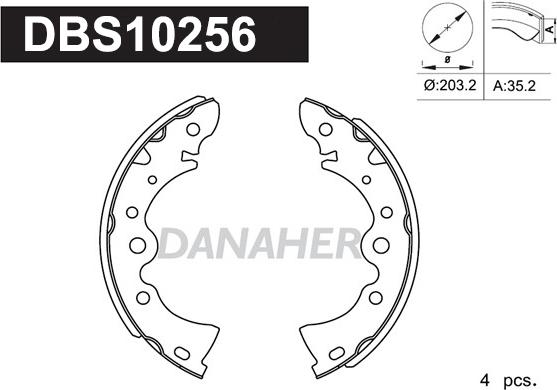 Danaher DBS10256 - Комплект тормозных колодок, барабанные autospares.lv