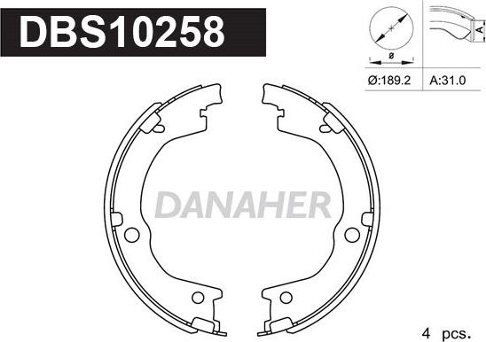 Danaher DBS10258 - Комплект тормозов, ручник, парковка autospares.lv