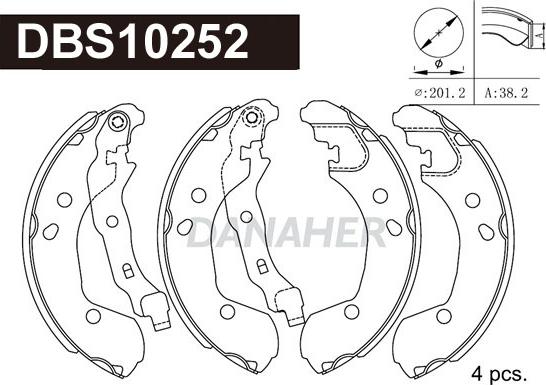 Danaher DBS10252 - Комплект тормозных колодок, барабанные autospares.lv