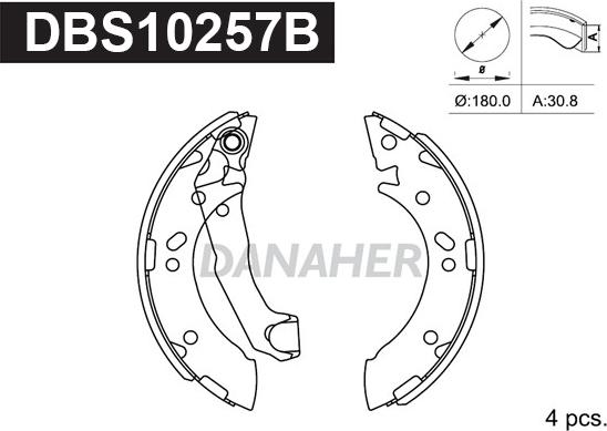 Danaher DBS10257B - Комплект тормозных колодок, барабанные autospares.lv