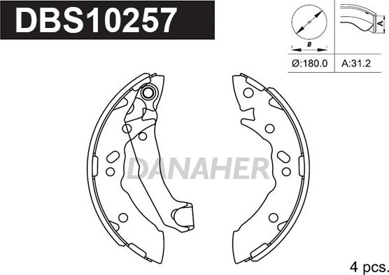 Danaher DBS10257 - Комплект тормозных колодок, барабанные autospares.lv