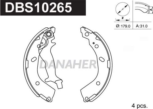 Danaher DBS10265 - Комплект тормозных колодок, барабанные autospares.lv