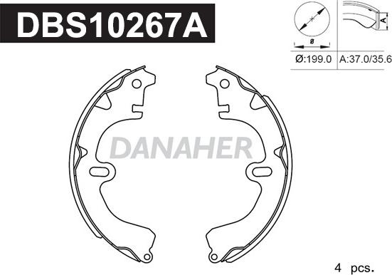 Danaher DBS10267A - Комплект тормозных колодок, барабанные autospares.lv