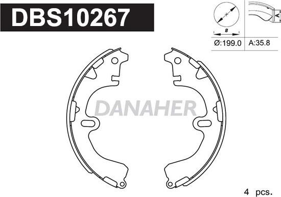 Danaher DBS10267 - Комплект тормозных колодок, барабанные autospares.lv