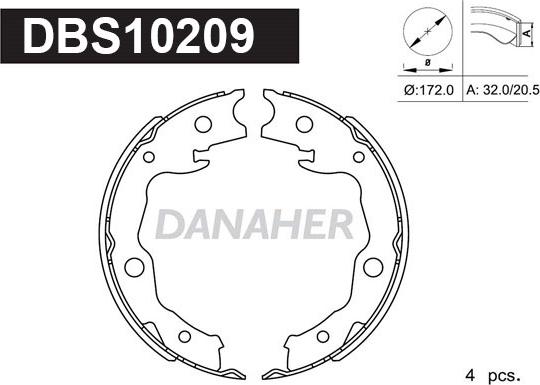 Danaher DBS10209 - Комплект тормозов, ручник, парковка autospares.lv