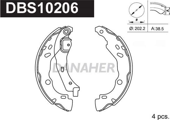 Danaher DBS10206 - Комплект тормозных колодок, барабанные autospares.lv