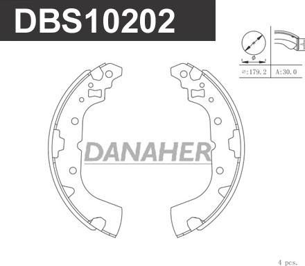 Danaher DBS10202 - Комплект тормозных колодок, барабанные autospares.lv