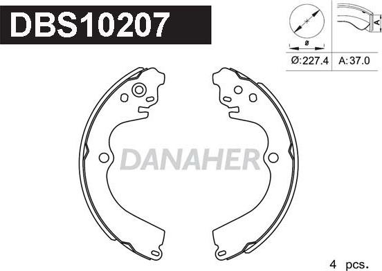 Danaher DBS10207 - Комплект тормозных колодок, барабанные autospares.lv