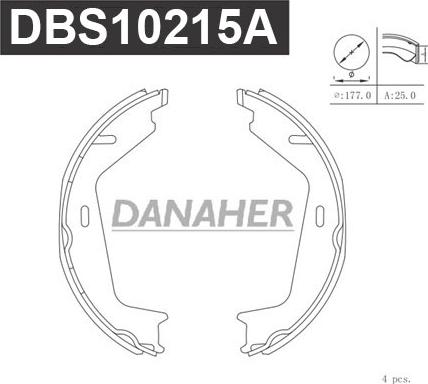 Danaher DBS10215A - Комплект тормозов, ручник, парковка autospares.lv