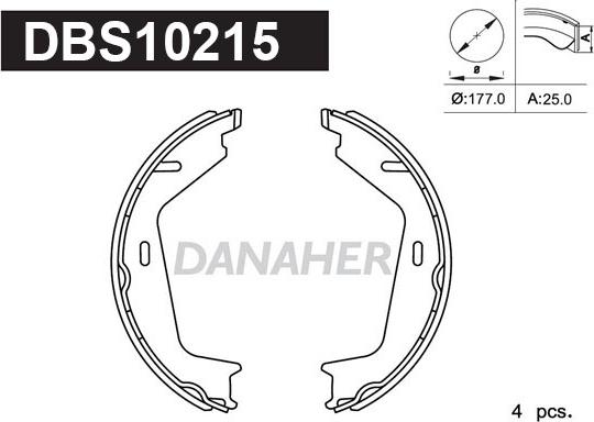 Danaher DBS10215 - Комплект тормозов, ручник, парковка autospares.lv