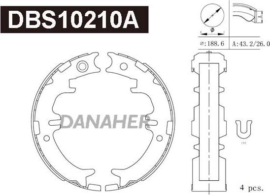 Danaher DBS10210A - Комплект тормозов, ручник, парковка autospares.lv