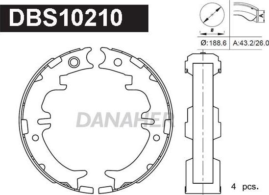 Danaher DBS10210 - Комплект тормозов, ручник, парковка autospares.lv