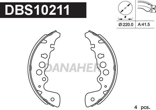 Danaher DBS10211 - Комплект тормозных колодок, барабанные autospares.lv