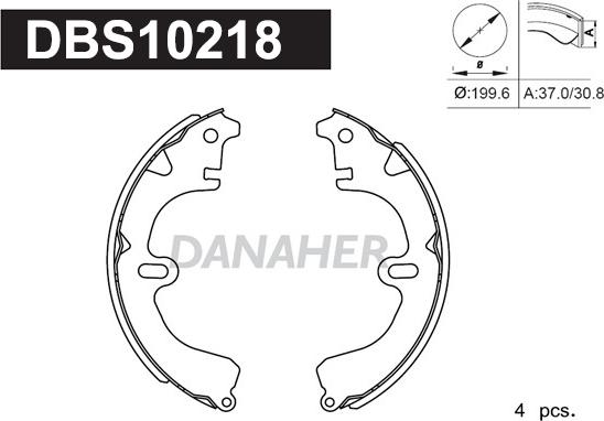 Danaher DBS10218 - Комплект тормозных колодок, барабанные autospares.lv
