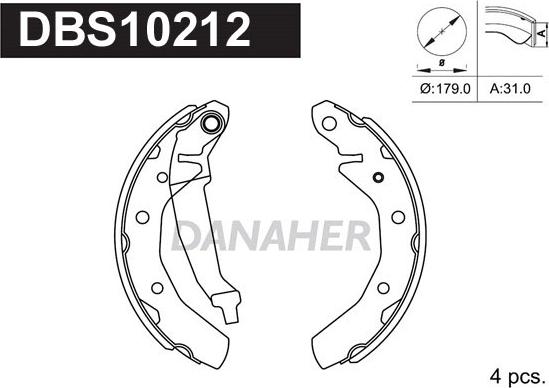 Danaher DBS10212 - Комплект тормозных колодок, барабанные autospares.lv