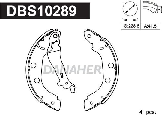 Danaher DBS10289 - Комплект тормозных колодок, барабанные autospares.lv