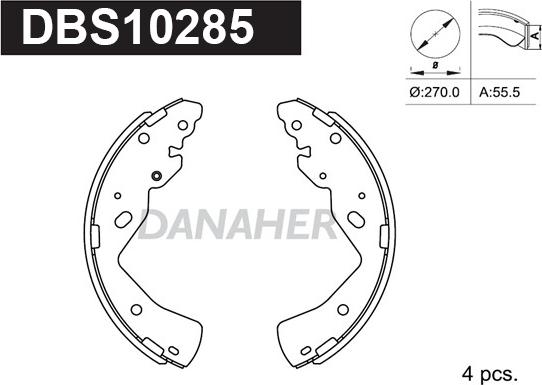 Danaher DBS10285 - Комплект тормозных колодок, барабанные autospares.lv