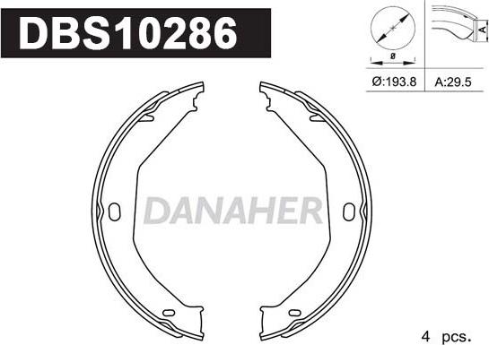 Danaher DBS10286 - Комплект тормозов, ручник, парковка autospares.lv