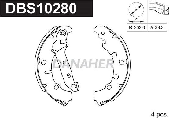 Danaher DBS10280 - Комплект тормозных колодок, барабанные autospares.lv