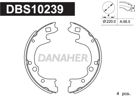 Danaher DBS10239 - Комплект тормозных колодок, барабанные autospares.lv