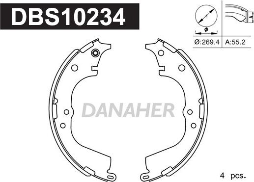 Danaher DBS10234 - Комплект тормозных колодок, барабанные autospares.lv