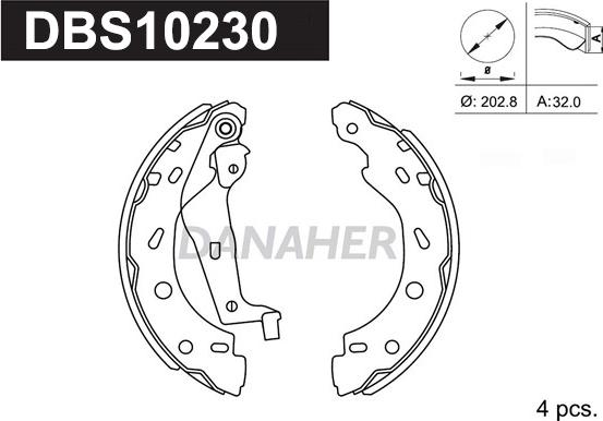 Danaher DBS10230 - Комплект тормозных колодок, барабанные autospares.lv