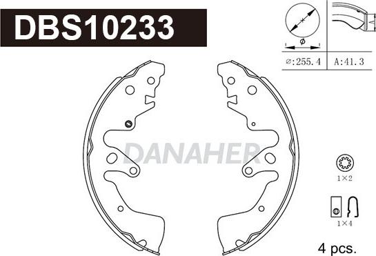 Danaher DBS10233 - Комплект тормозных колодок, барабанные autospares.lv