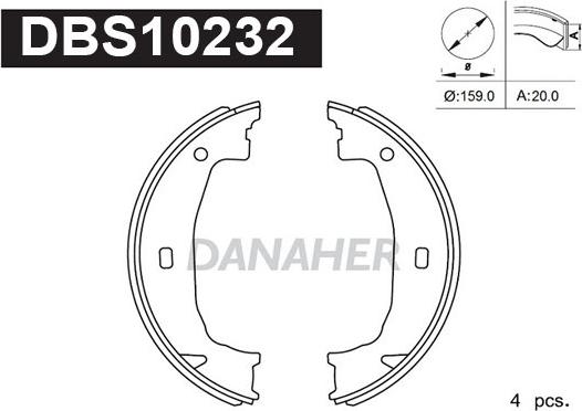 Danaher DBS10232 - Комплект тормозов, ручник, парковка autospares.lv