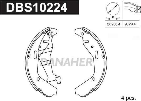 Danaher DBS10224 - Комплект тормозных колодок, барабанные autospares.lv