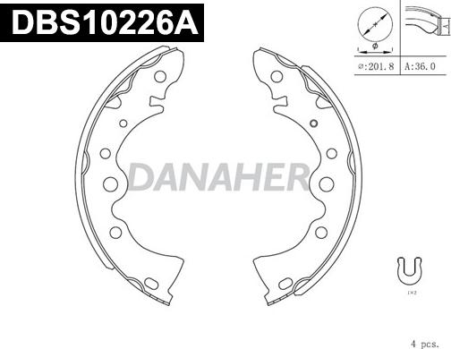 Danaher DBS10226A - Комплект тормозных колодок, барабанные autospares.lv