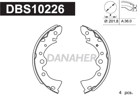 Danaher DBS10226 - Комплект тормозных колодок, барабанные autospares.lv