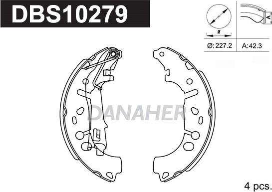 Danaher DBS10279 - Комплект тормозных колодок, барабанные autospares.lv