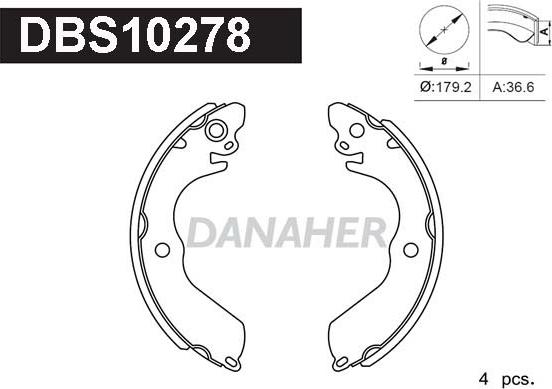 Danaher DBS10278 - Комплект тормозных колодок, барабанные autospares.lv