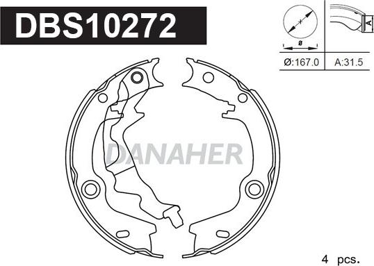 Danaher DBS10272 - Комплект тормозов, ручник, парковка autospares.lv