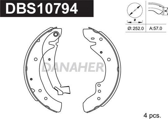 Danaher DBS10794 - Комплект тормозных колодок, барабанные autospares.lv