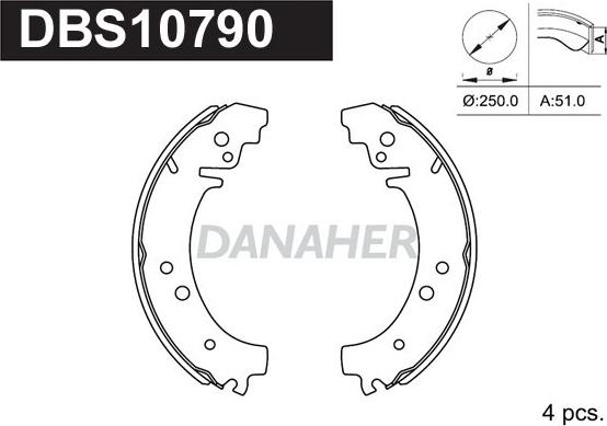 Danaher DBS10790 - Комплект тормозных колодок, барабанные autospares.lv