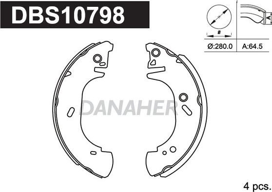 Danaher DBS10798 - Комплект тормозных колодок, барабанные autospares.lv