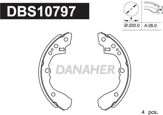 Danaher DBS10797 - Комплект тормозных колодок, барабанные autospares.lv