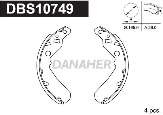 Danaher DBS10749 - Комплект тормозных колодок, барабанные autospares.lv