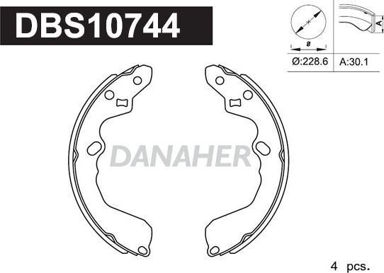 Danaher DBS10744 - Комплект тормозных колодок, барабанные autospares.lv