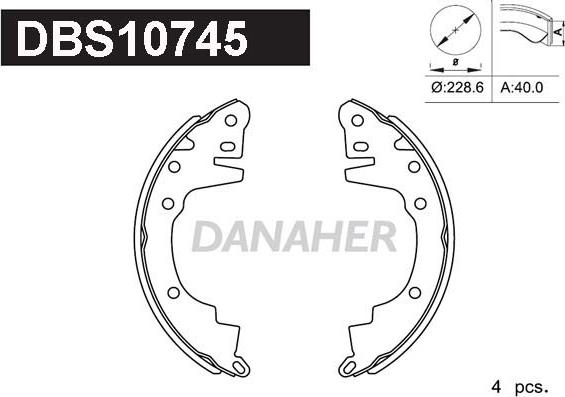 Danaher DBS10745 - Комплект тормозных колодок, барабанные autospares.lv