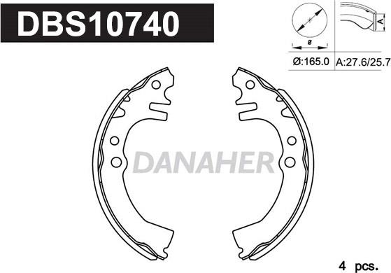 Danaher DBS10740 - Комплект тормозных колодок, барабанные autospares.lv