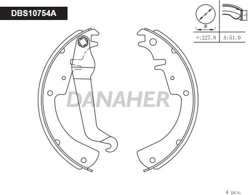 Danaher DBS10754A - Комплект тормозных колодок, барабанные autospares.lv