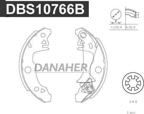 Danaher DBS10766B - Комплект тормозных колодок, барабанные autospares.lv