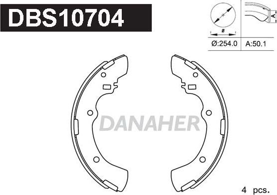 Danaher DBS10704 - Комплект тормозных колодок, барабанные autospares.lv